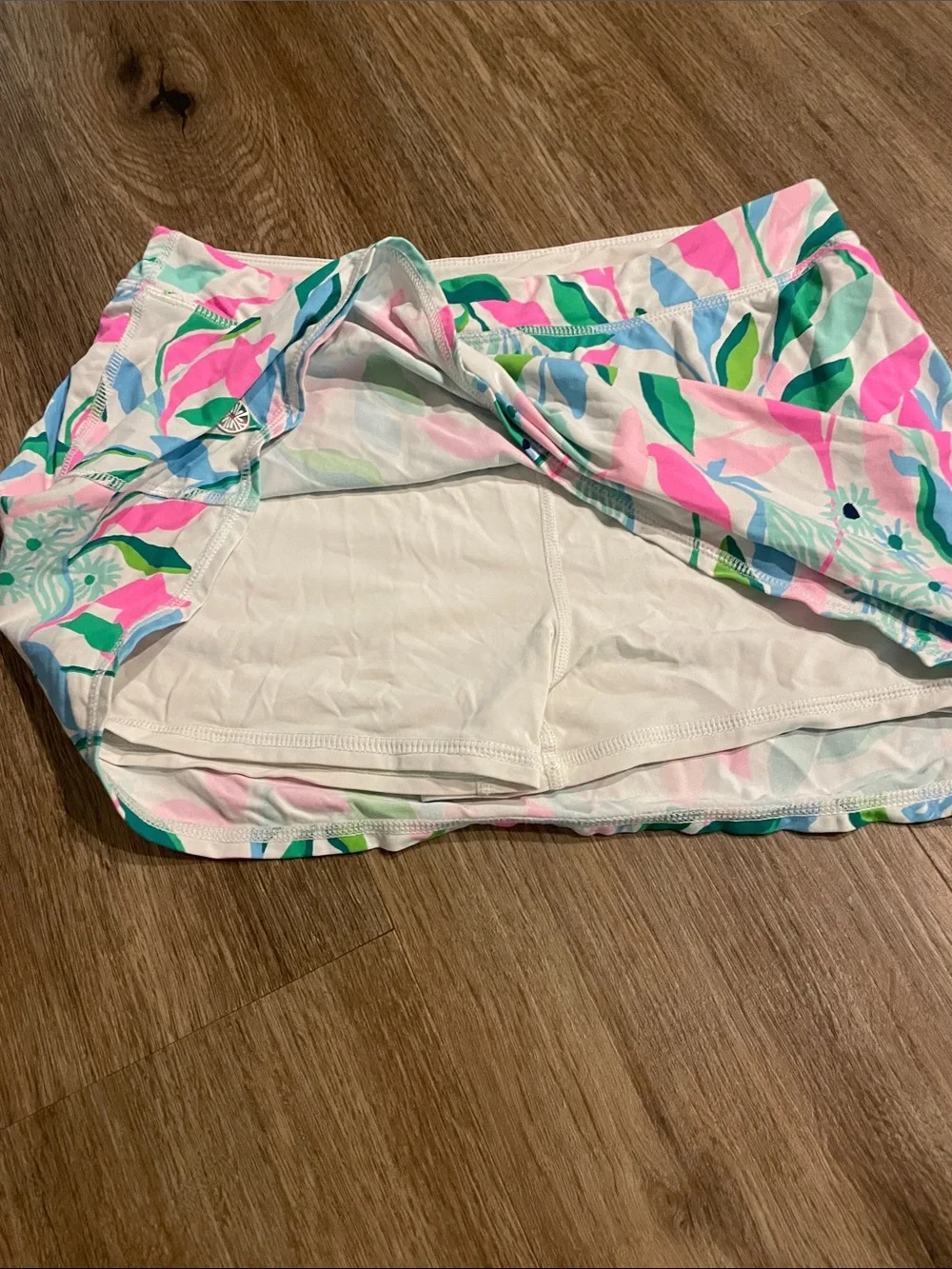 Lilly Pulitzer Light Aqua Swim Bottoms with Multicolor Floral Trim